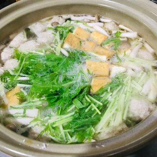 水菜と肉団子の塩麹鍋